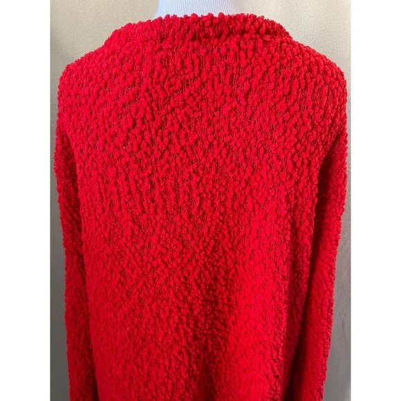 Cafe Marrakesh Red Soft Stretch Loose Knit V-Neck Sweater - 2X - Picture 6 of 12